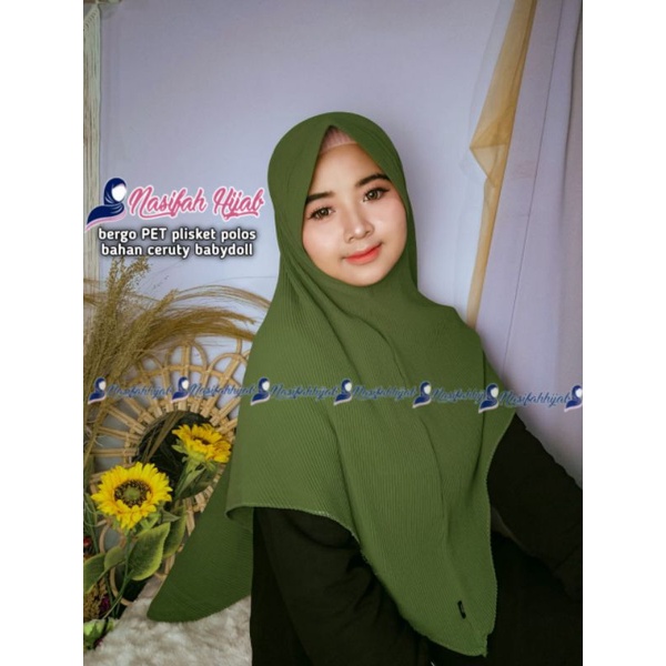 Hijab Bergo PET Plisket POLOS Bahan Ceruty Babydoll || Nasifahhijab-6