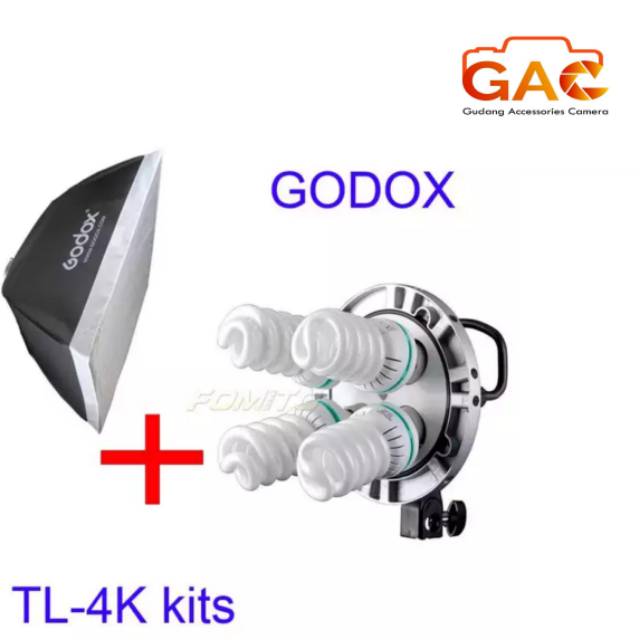 Paket lamp holder GODOX   TL-4 TL4 E27 4 SOCKET + 4 pcs LAMP 45watt + stand + softbox GODOX 60X60CM