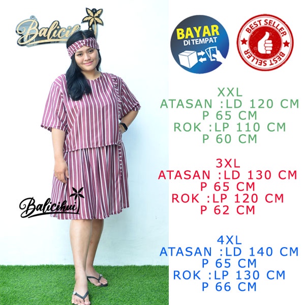 Balicihui Setelan Rok Wanita Setelan Rok Jumbo Big Size Plus Size Setelan Rok Kasual Semi Formal