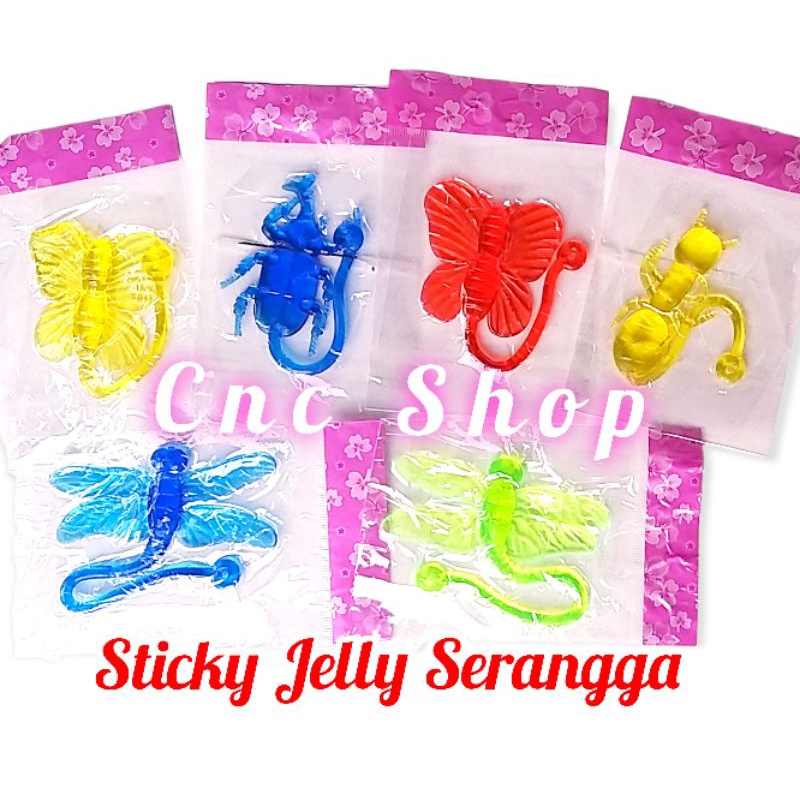 Mainan Sticky Jelly Serangga Warna Kupu2 Capung dll bisa Nempel Prank Toys Murah