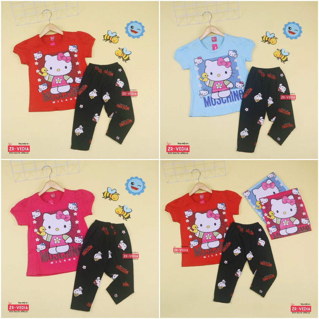 Setelan Hello Katty uk 5-6 Tahun / Baju Anak Perempuan Karakter  Celana Legging Panjang Murah Import