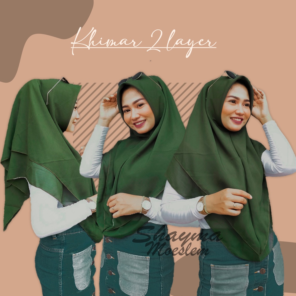 Segitiga Instan 2 Layer Tanpa Pet / Khimar Instan 2 Layer / Kerudung Instan Segitiga