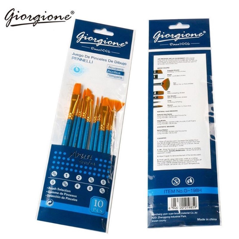 

GIORGIONE BRUSH 1 SET ISI 10 PCS G-198H / KUAS LUKIS