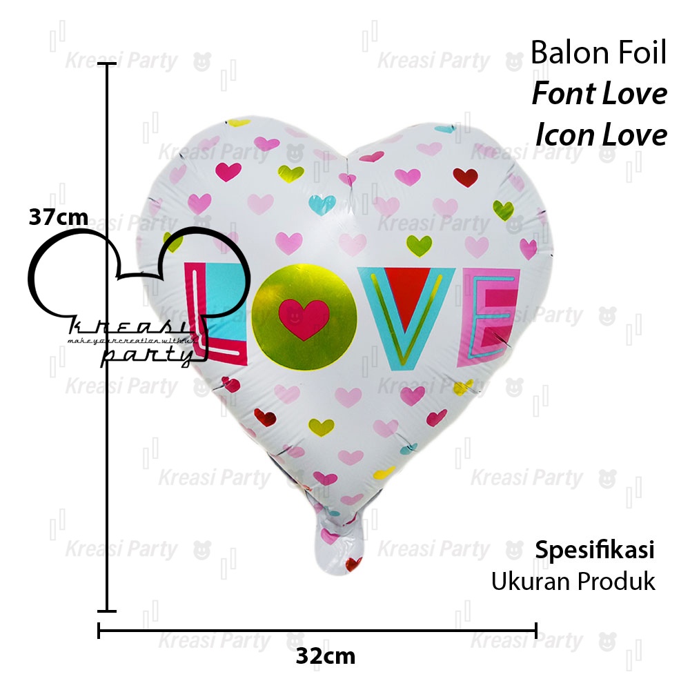 Balon Foil Font Love Icon Love / Balon Love / Balon Motif Heart