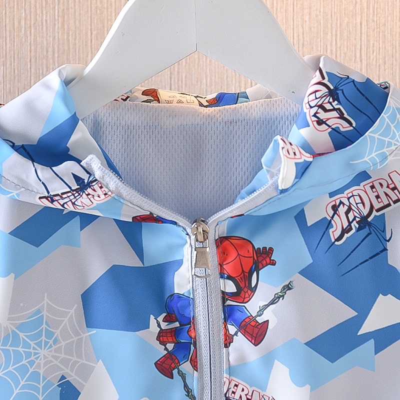 Jaket anak hoodie windbreaker spiderman parasut import 3T-7T H115-2