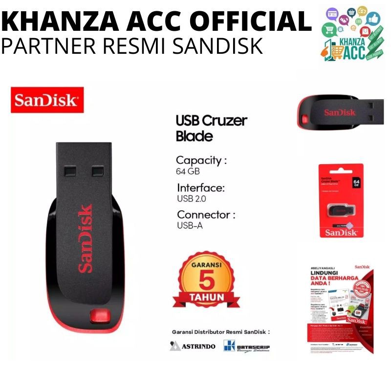 KHANZAACC FLASHDISK SANDISK 64GB CRUZER BLADE