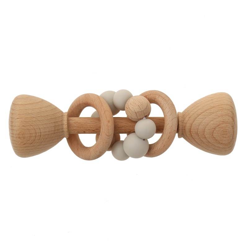 Mary 1PC Mainan Rattle Teether Bahan Kayu Untuk Bayi
