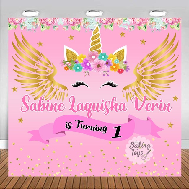 Unicorn Wings Backdrop Flexi Banner Birthday / Ulang Tahun