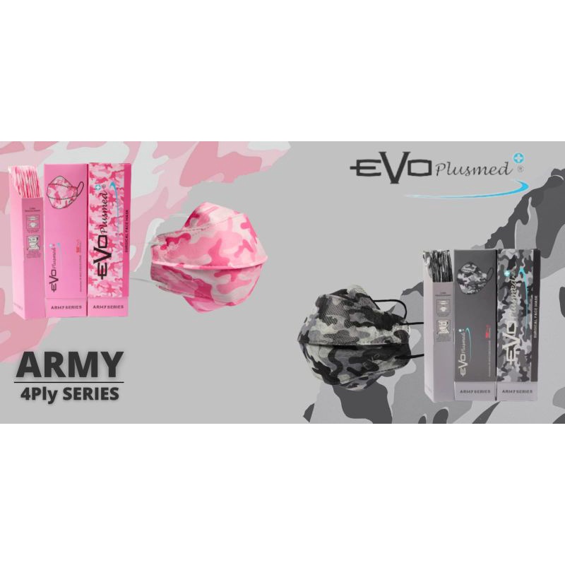 Masker Medis Camo 4 ply EVO Plusmed 4D Army series