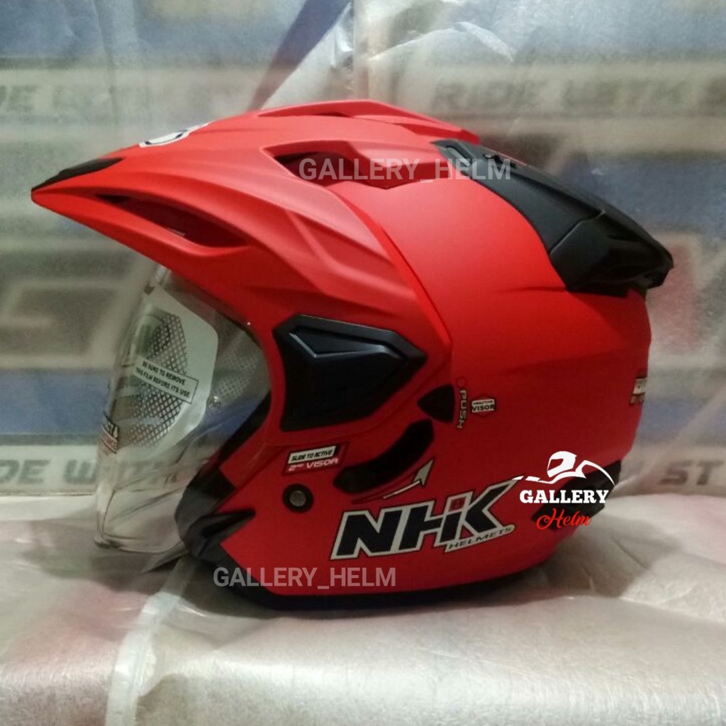 HELM NHK PREDATOR CRYPTON SOLID MERAH CABE DOFF | HELM HALF FACE