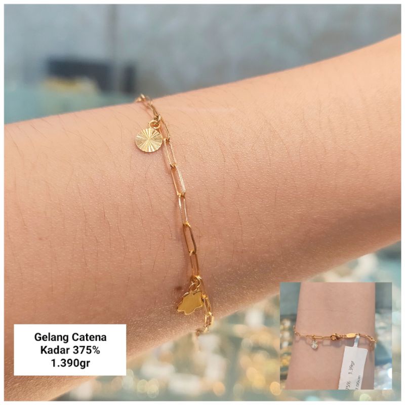 Gelang Emas Asli Model Catena Kadar 375%/8Karat