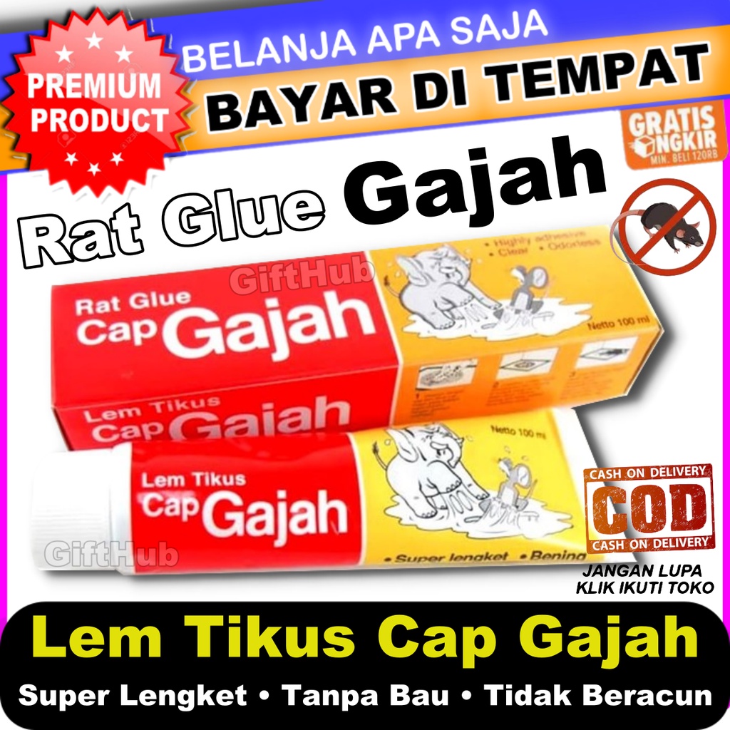 Lem Tikus Cap Gajah Mouse Rat Trap Glue 100ml Perangkap Tikus Super Lengket Tanpa Bau Tidak Beracun