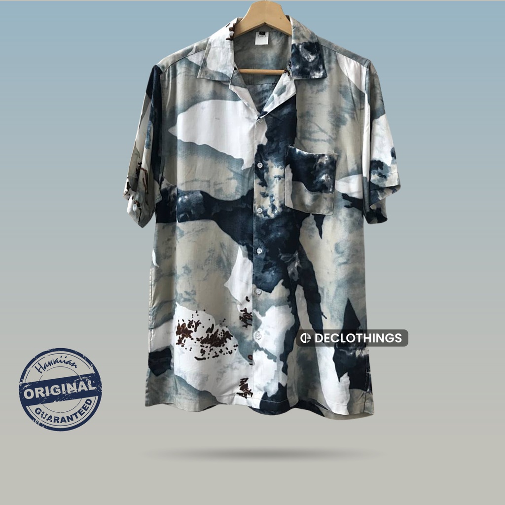 Kemeja Pantai Pria Baju Hawai Pria Printing Vintage Hawaii Surfing Slim fit Motif Tie day