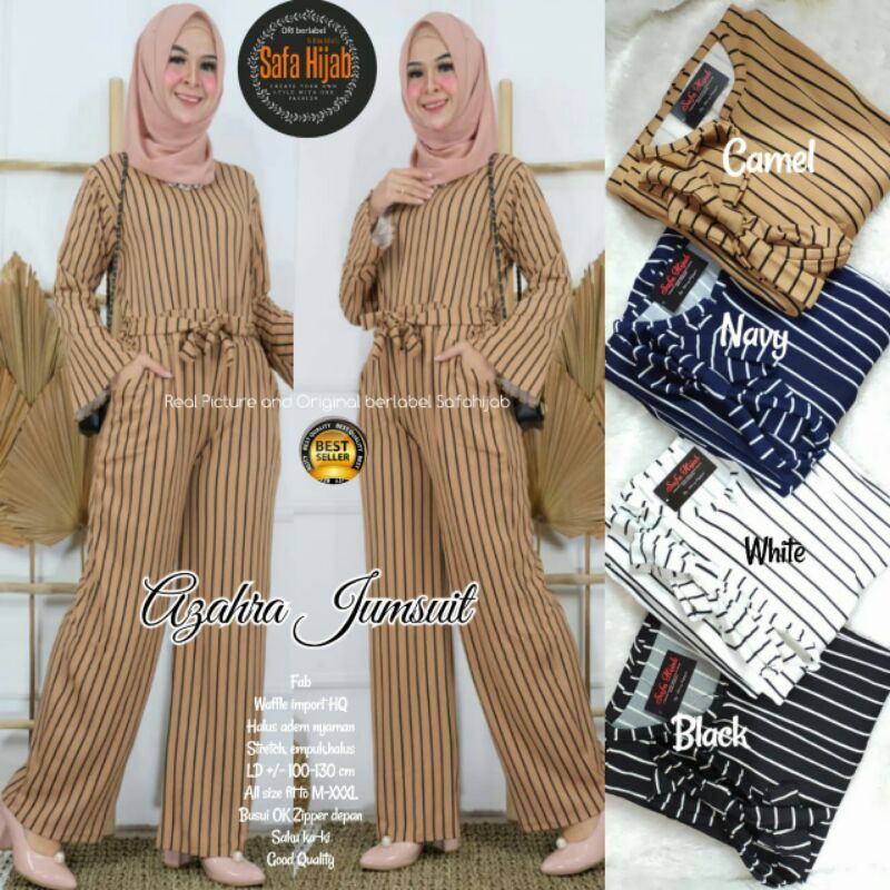 JUMPSUIT WANITA // AZAHRA JUMPSUIT BY SAFA HIJAB // JUMPSUIT BAHAN WAFFLE IMPORT HQ