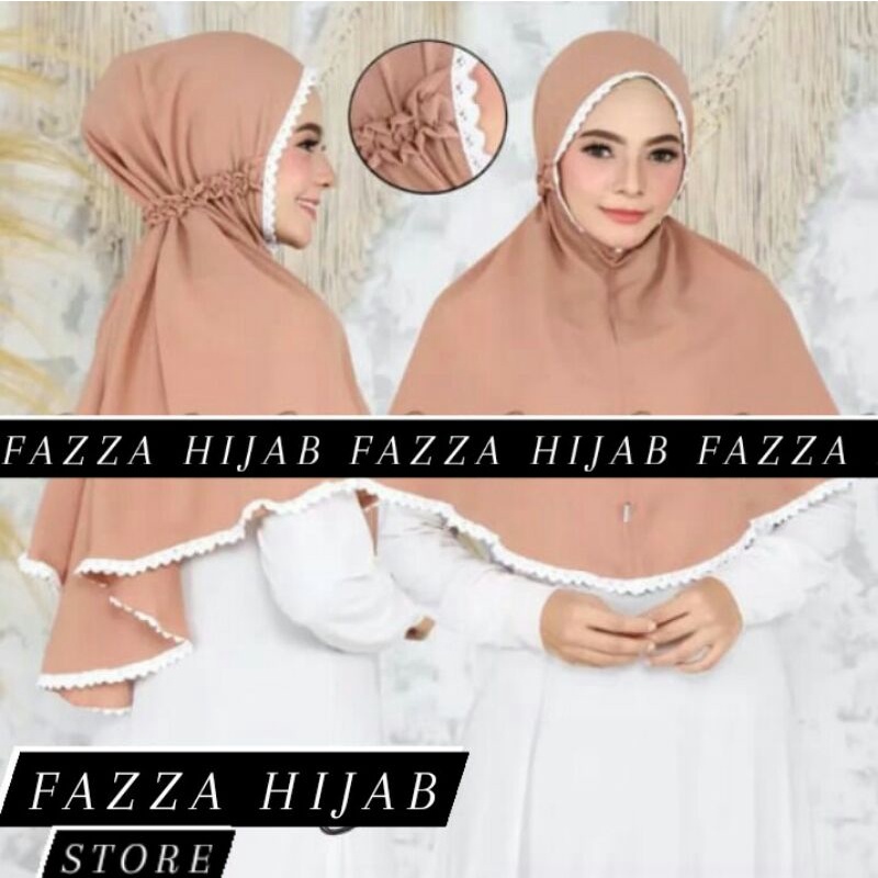 Kerudung / Hijab Bergo Maryam 2 Renda Jilbab Kerudung Instan Diamon Crepe Tali Karet