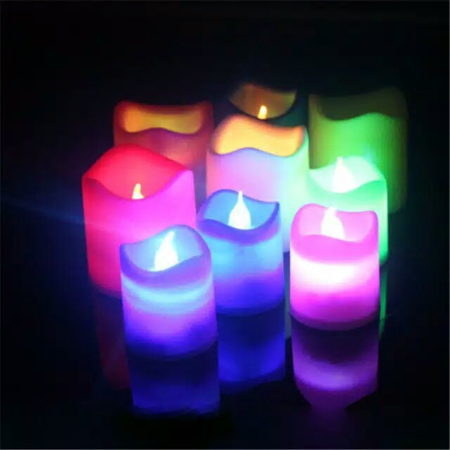 Lilin Mini LED Electric Candle Light Lampu Elektrik Dekorasi Ulang Tahun Rainbow Warna Warni ZHLL