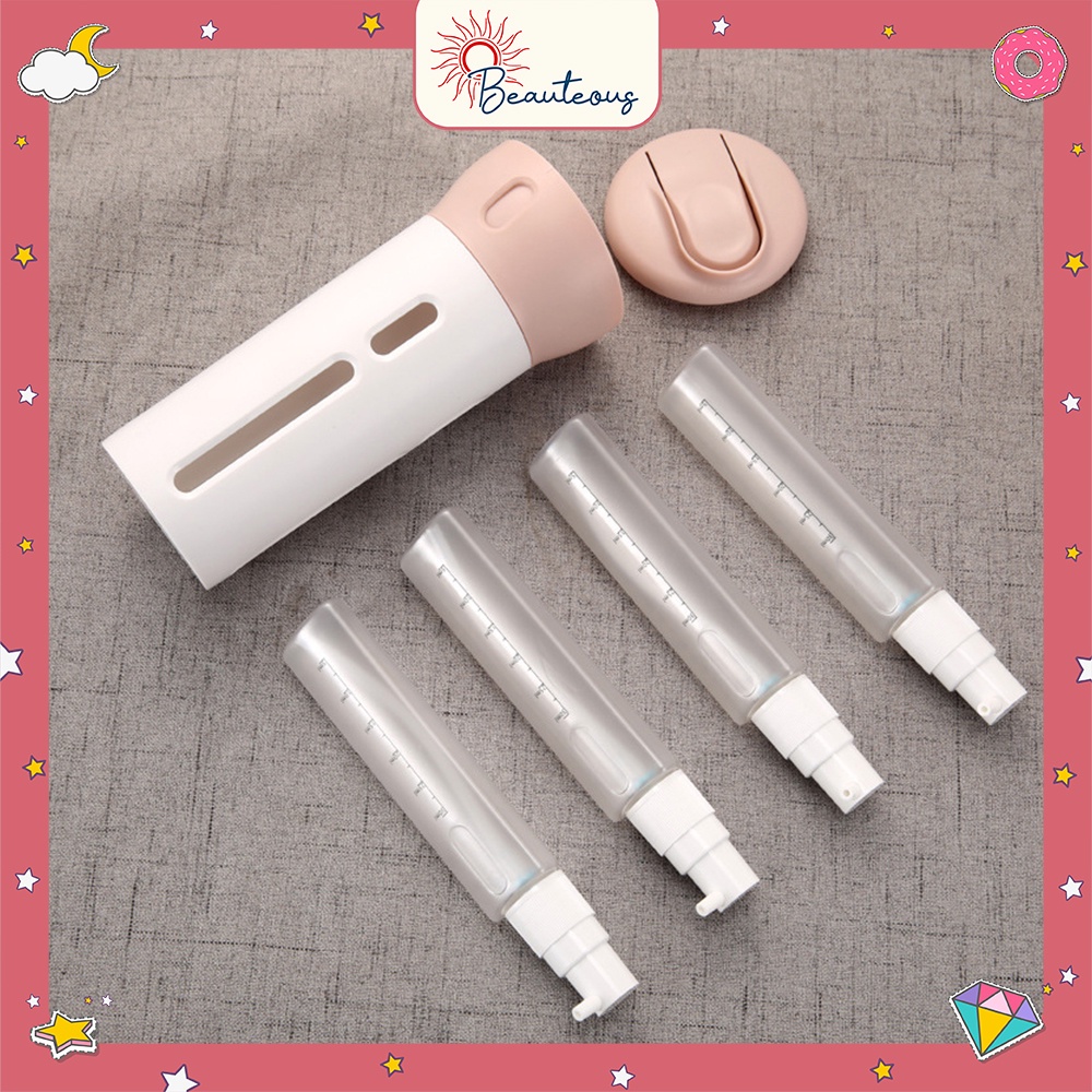 Botol Travel Set 4 In 1 Kit Botol Penyimpanan Dispenser Sabun Multifungsi