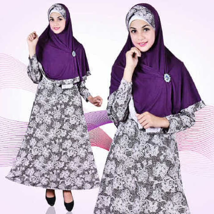 NV Syari diani navy FT  gamis wanita jersey navy Limited