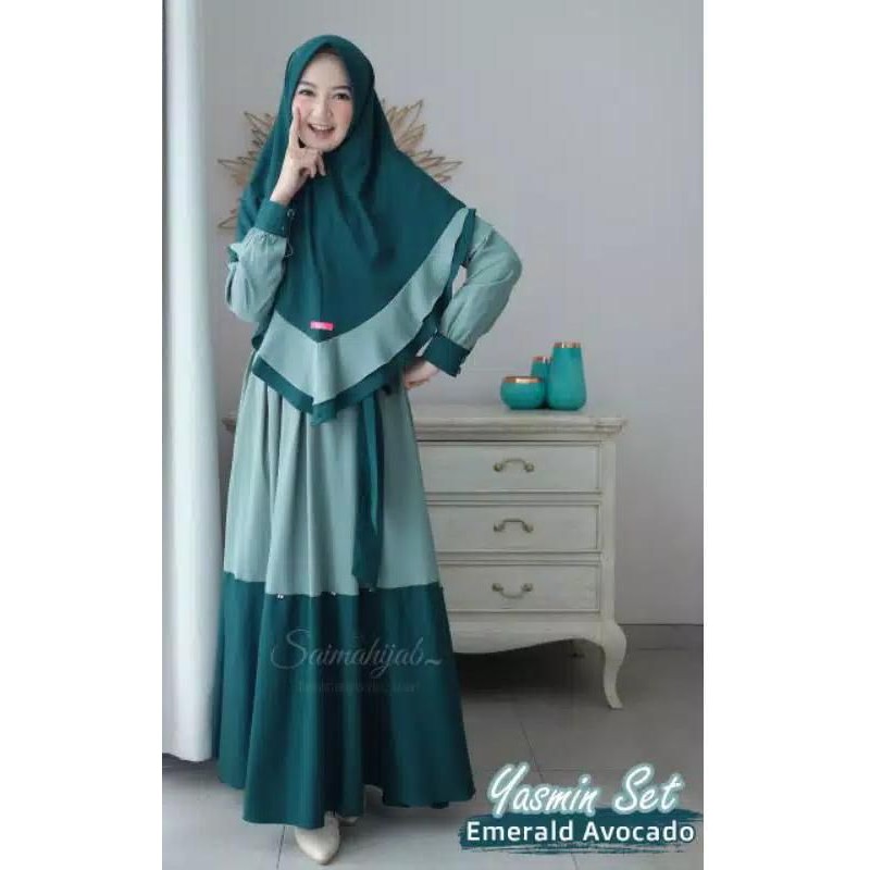 SET YASMIN(GAMIS+HIJAB) GAMIS MOSCREPE