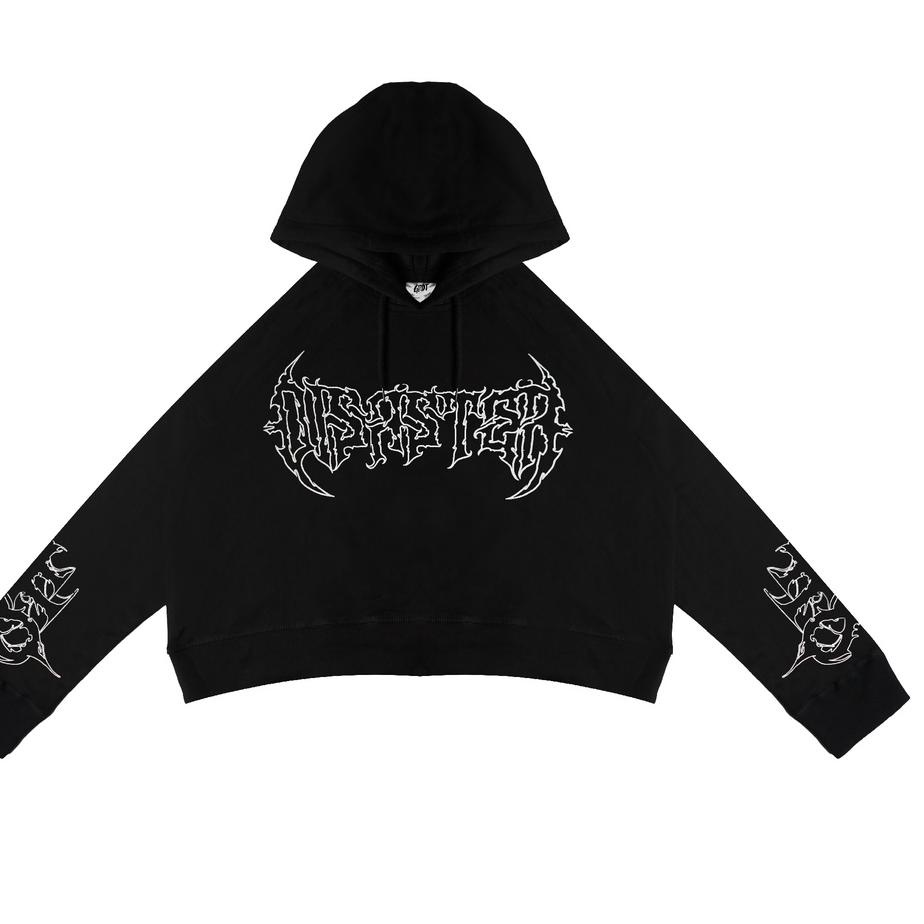 Bagus Banget.. GRDT Dstr Hoodie Oversize Crop Top Black