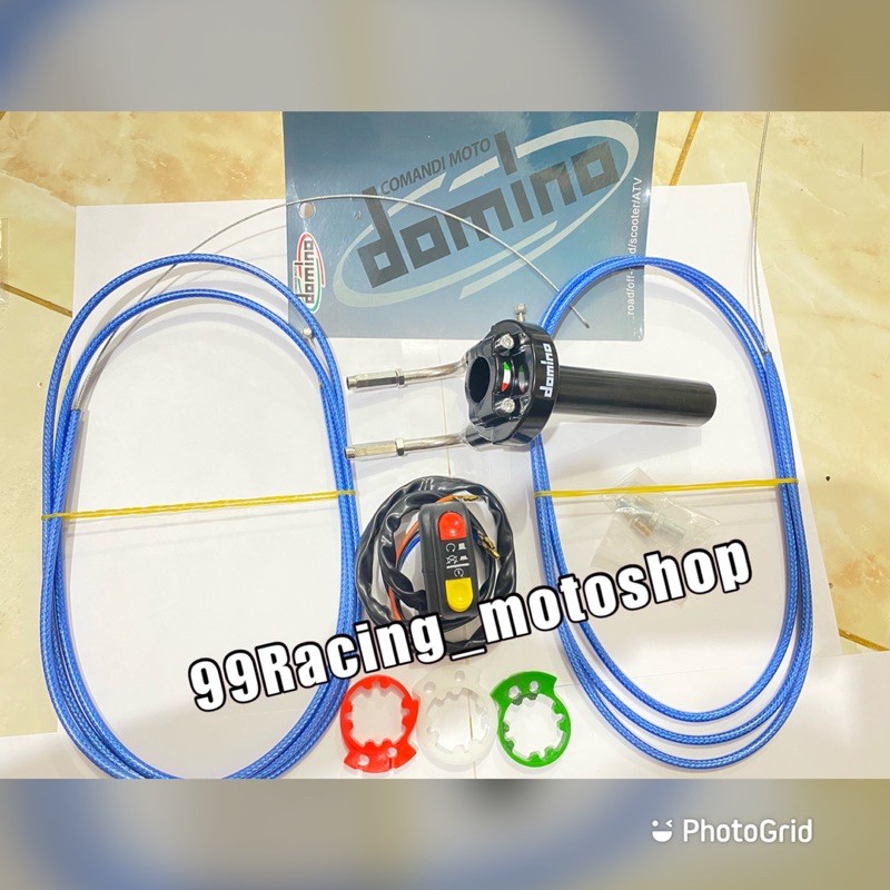 paket Gas Spontan Domino biru  plus Holder Saklar Switch Kanan 2 Tombol PCX Nmax Aerox ADV 150 dll