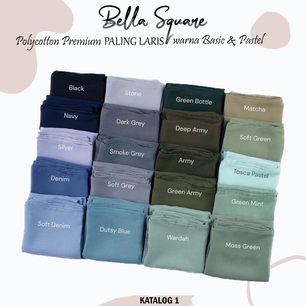 Kerudung Bella Square Hijab Segi Empat Polycotton Premium / Jilbab Square Premium Fashion Wanita Muslim / Fashion Muslim Wanita