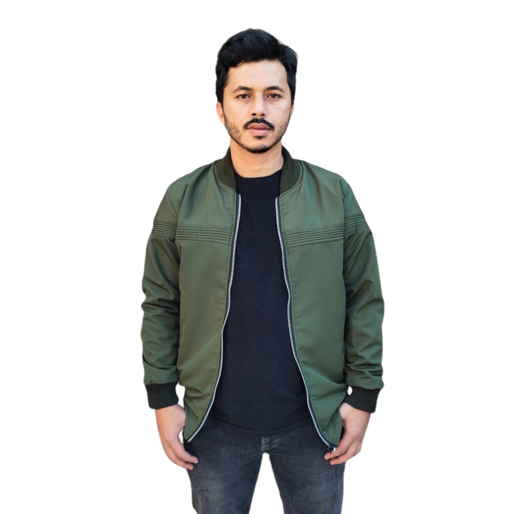 JAKET BOMBER LINE SOFT PARASUT GREEN ARMY