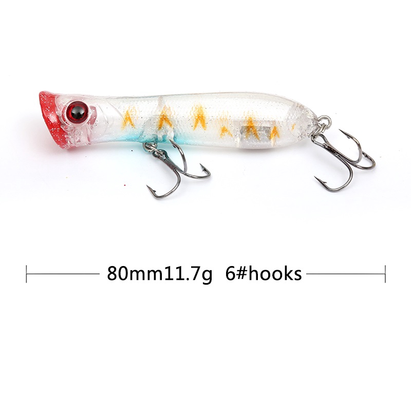 10Pcs Popper Fishing Lure 8cm/11.7g Swimbait Umpan Pancing Swimbait Ikan Bass Bait Minnow Floating