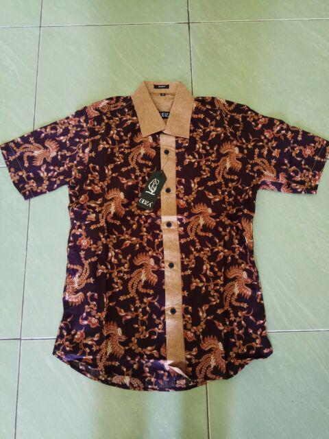 Odza Classic Kemeja Batik Slim Fit Lengan Pendek Baju Pria Hem Slim Fit Modern