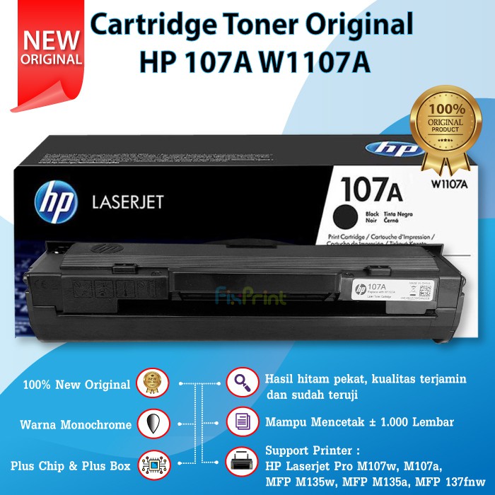 Cartridge Toner Original HP 107A W1107A Printer Laserjet Pro M107w M107a MFP M135w M135a M137fnw