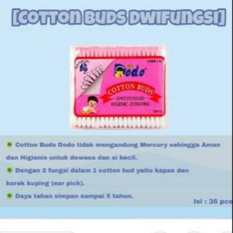 lov me ❤ Dodo Cotton Bud Pembersih telinga dan Kotoran-ujung kapas dan ujung pengeruk 2Fungsi DCB146 DCB148 DCB143 DCB141