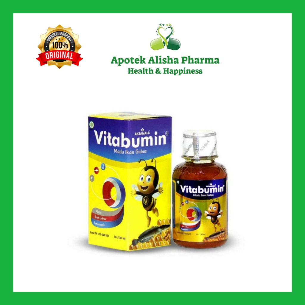 VITABUMIN 130ml-Madu Vitabumin/Madu Ekstrak Ikan Gabus/Madu Temulawak/Madu Penambah Nafsu Makan/Madu Multivitamin/Madu Tumbuh Kembang Anak/Fitabumin/Pitabumin Syrup