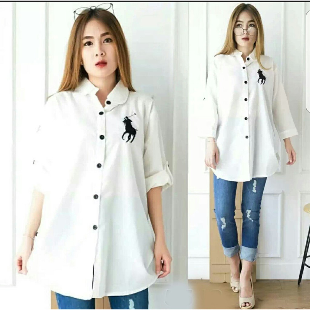 Baju Atasan Kemeja Wanita Polo Bordir