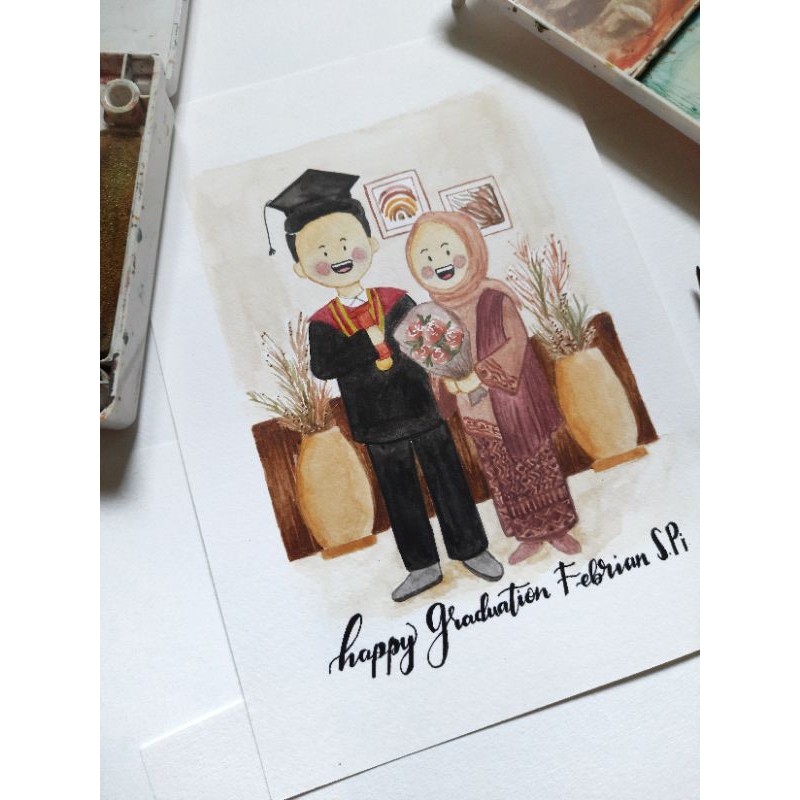 

HADIAH ILLUSTRASI Watercolor Custom A5 non-frame