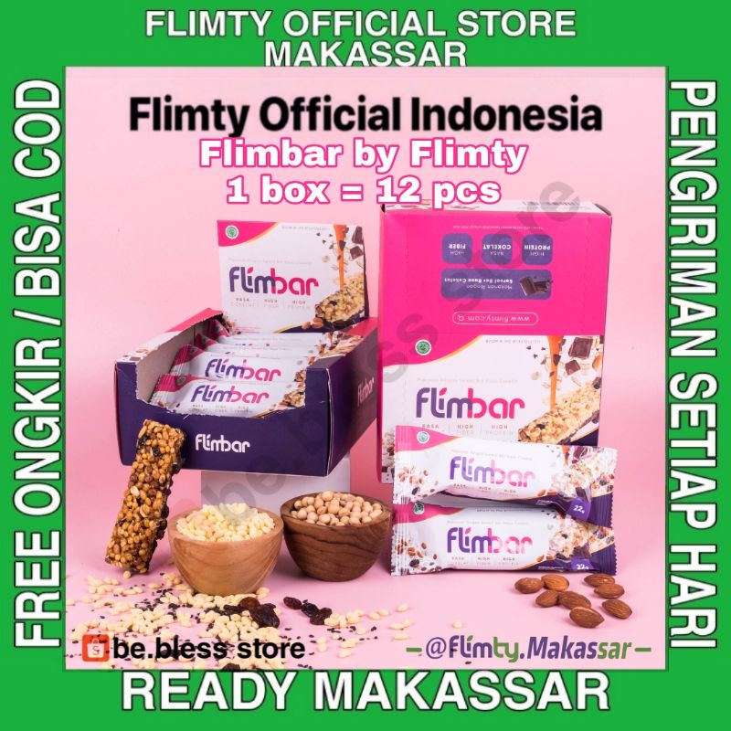 Flimbar by Flimty Per Boxi isi 12 pcs Ready Makassar  Snack Sehat Sereal Bar Diet  Protein Bar renda