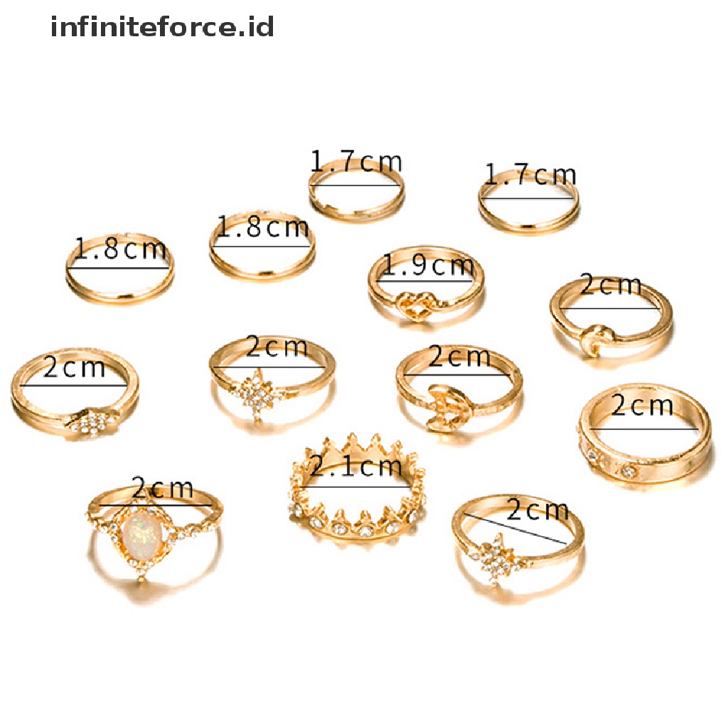 13pcs / set Cincin Buku Jari Aneka Bentuk Warna Silver Untuk Wanita