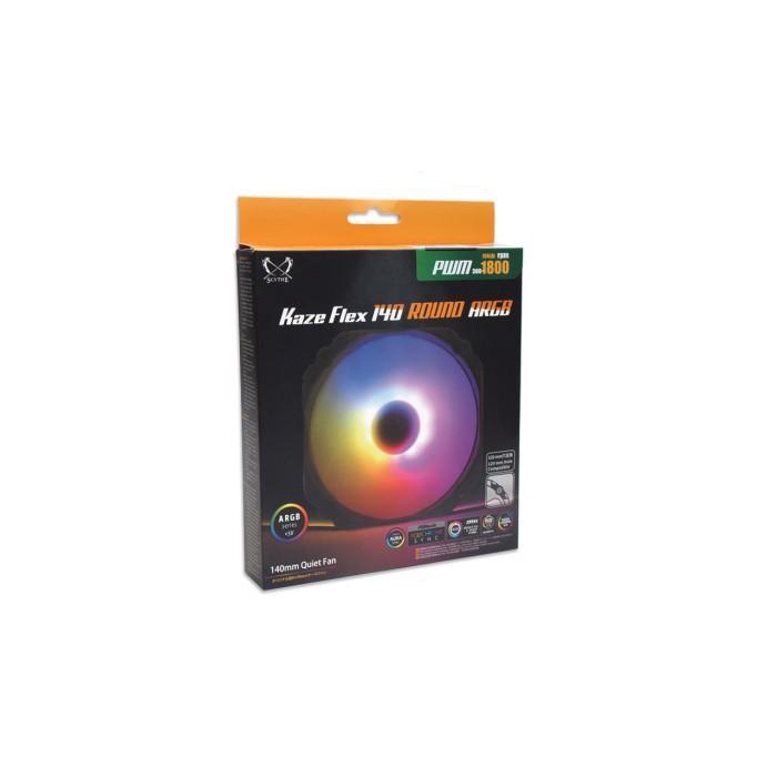 Scythe Kaze Flex 140 ARGB PWM 300-1800 Rpm Round Frame ARGB Fan Case