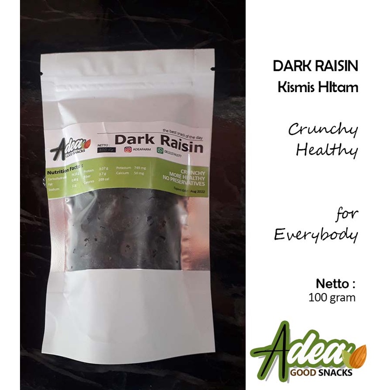 

Dark Raisin Cemilan Sehat 100 Gram Kismis Hitam