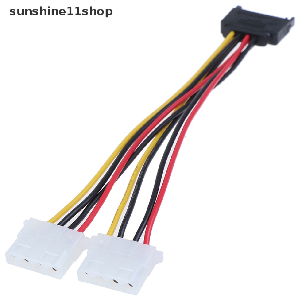 Sho Kabel power 15Pin SATA male Ke double 4 pin molex female ide hdd Untuk Hard Drive