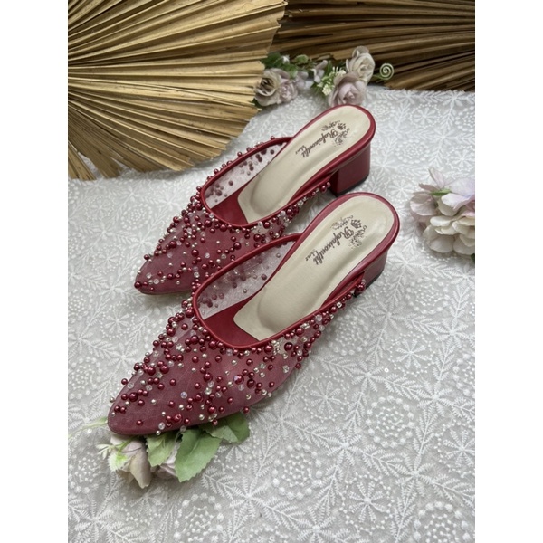 sepatu wedding shoes Rafaizoutfit merah marron tinggi 5cm tahu