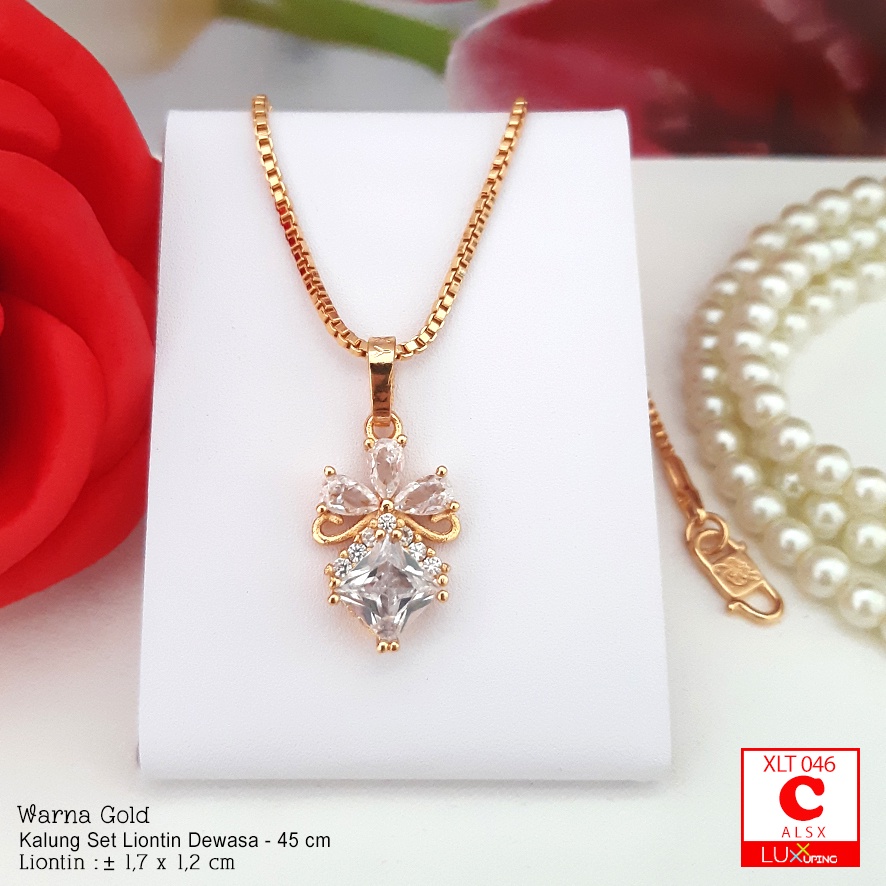 XLT 046  Kalung Set Liontin Terbaru Perhiasan Wanita Lapis Emas 18K Kalung Xuping Gold Luxx Xuping