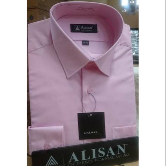 Kemeja alisan panjang lilac/pink muda