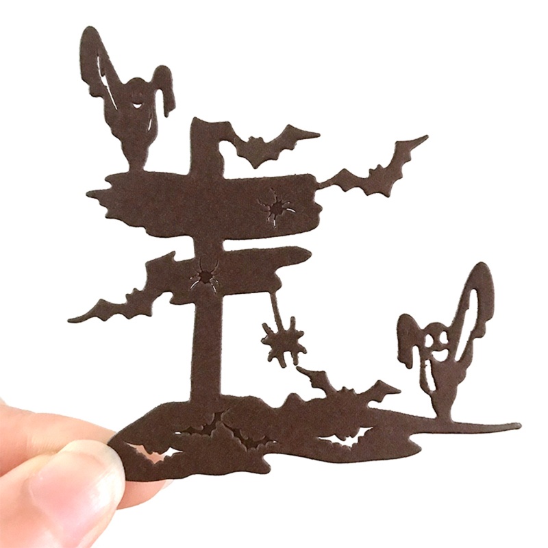 Cetakan Stensil Cutting Dies Motif Kelelawar Hantu Halloween Bahan Metal Untuk Scrapbook / Craft DIY