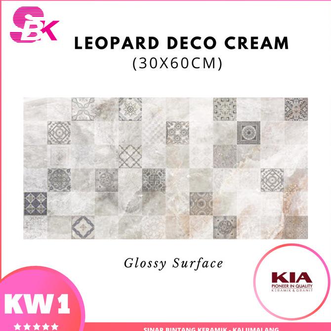 KERAMIK LANTAI Keramik Dinding 30x60 Leopard Deco Cream