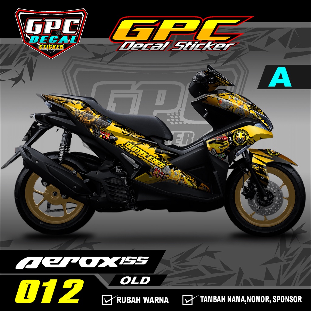 Decal Sticker Variasi Fullbody Yamaha Aerox 155 Old 012-Dekal Stiker Aerox Desain BUMBLEBEE GPC