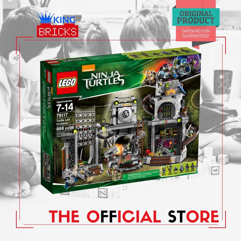 LEGO Original NINJA TURTLES 79117 Turtle Lair Invasion - Mainan Anak Edukasi Lego Markas Ninja