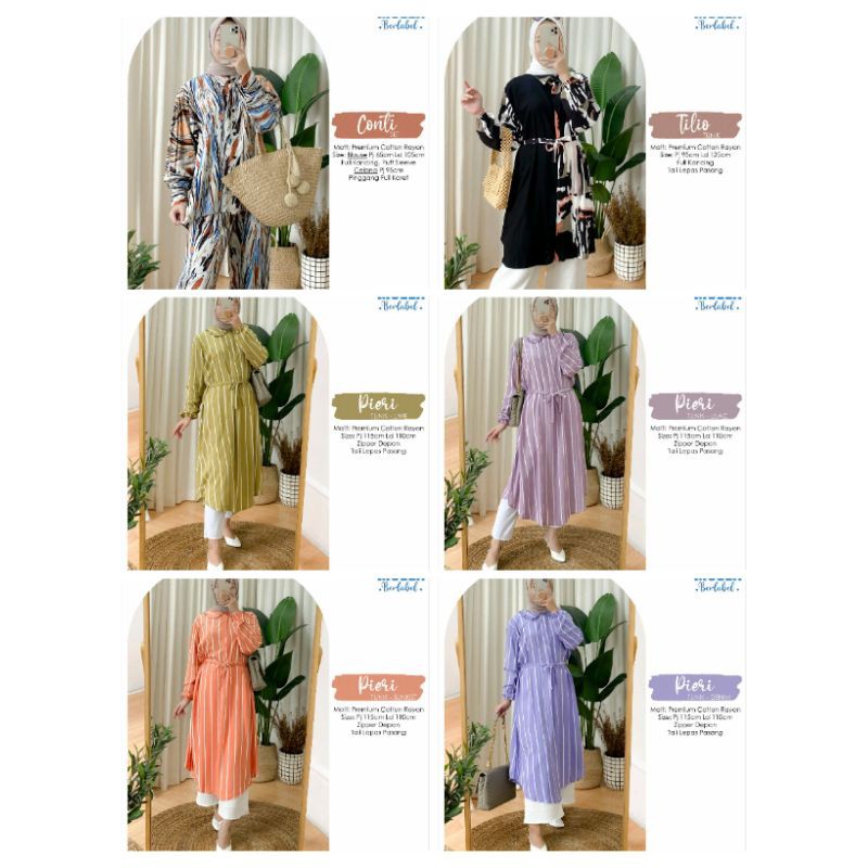 CONTI SET, TILIO, PIERI/ SETELAN KATUN RAYON/ TUNIK BUSUI BY MOELA