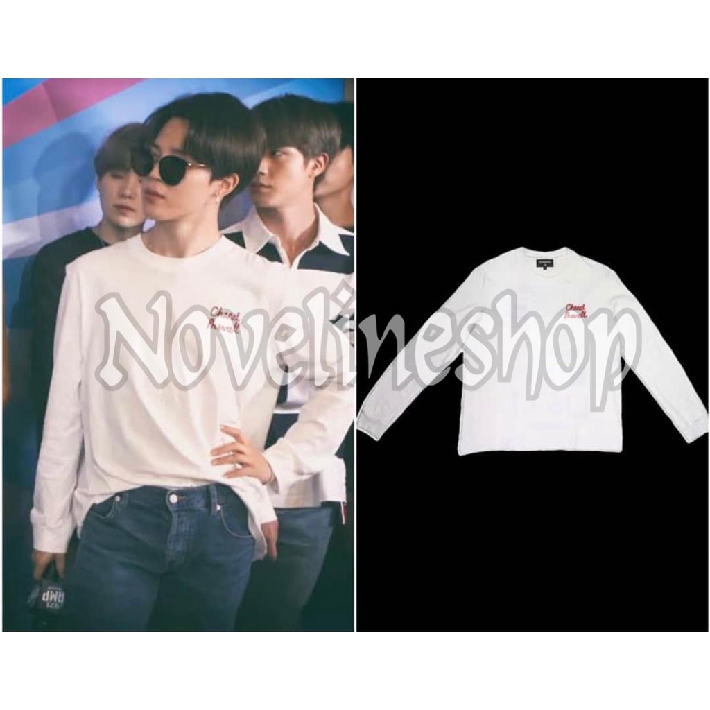 BAJU ATASAN WANITA / PRIA KAOS KPOP LENGAN PANJANG JIMIN LOGO CHANEL PHARREL COTTON COMBED 30S