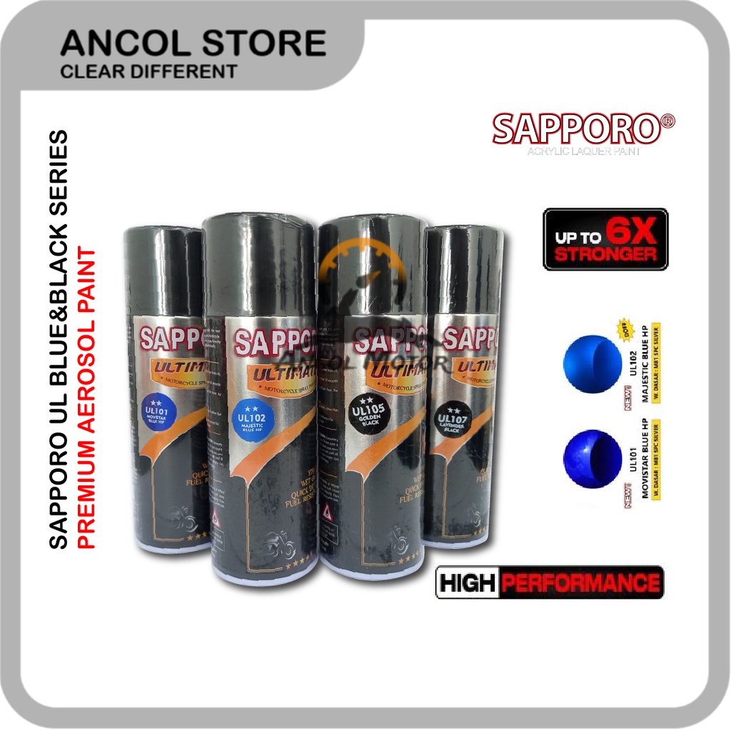 SAPPORO ULTIMATE UL Blue & Black Series Cat Semprot Aerosol Variasi - MOVISTAR BLUE