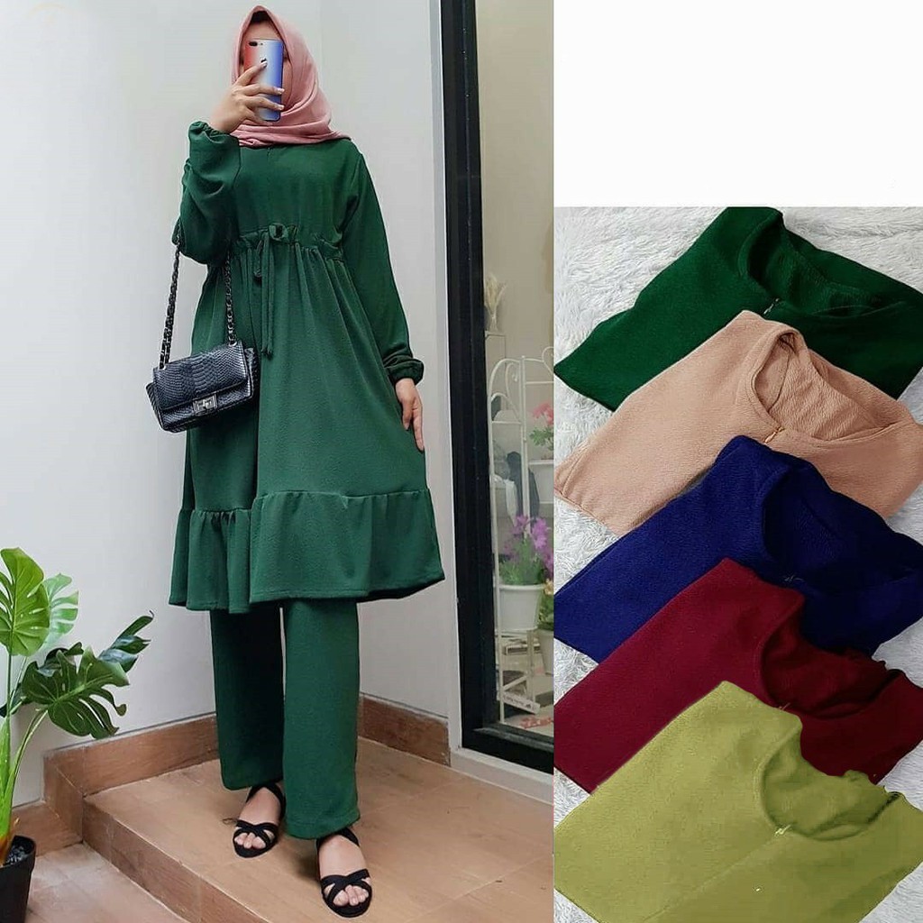 AS.FASHION.COD-US-SETELAN MUSLIMAH-SETELAN TUNIK DAN CELANA WANITA MUSLIM-SETELAN HIJAB-SET MUSLIM